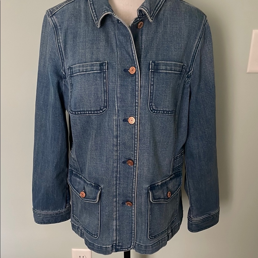 Talbots Denim Jacket with Copper Button Details Sz Lp